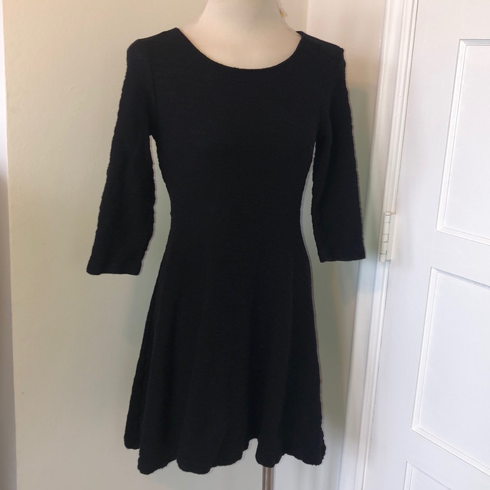Black fit and flare A-line 100% Cotton dress Sz s